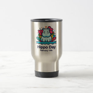 Taza De Viaje 15 de febrero Día de Hippo