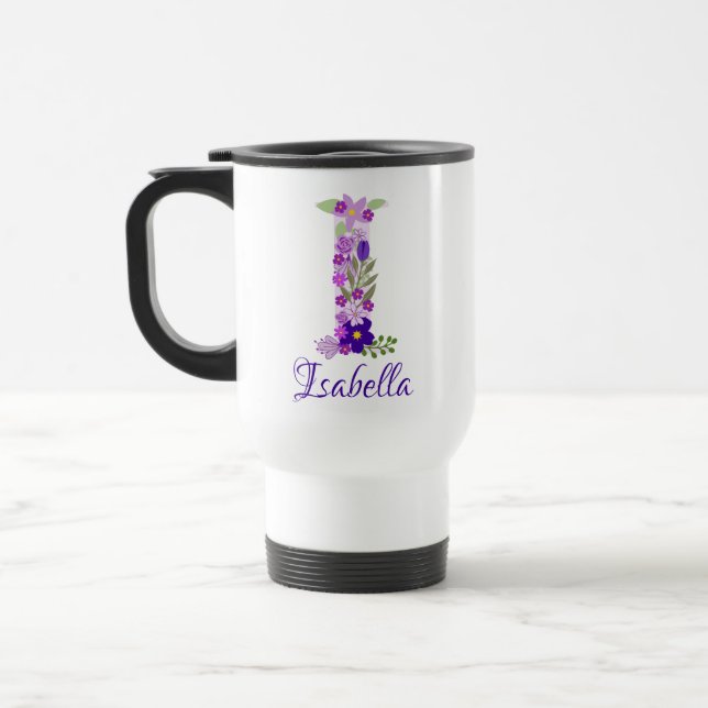 Taza De Viaje 15 oz Lavender Purple Monogrammed Café Travel (Izquierda)
