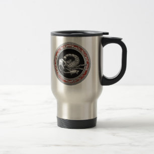 Taza De Viaje [200] Escorpión de plata sagrada sobre negro