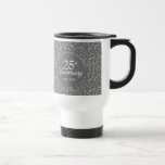 Taza De Viaje 25° Aniversario del Boda Confetti<br><div class="desc">Diseñado para coordinar con nuestra colección 25º Aniversario de Corazones Plateados. Con delicados corazones plateados. Personalice con su especial información sobre los 25 años de plata en letras de plata de moda. Diseñado por Thisisnotme©</div>