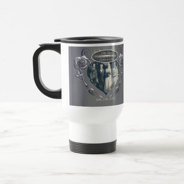 Taza De Viaje 25° Aniversario del Boda +Foto Mug (Izquierda)
