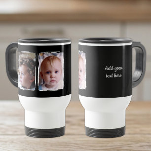 Taza De Viaje 2 foto texto personalizado blanco negro