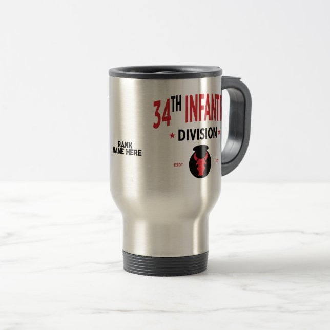 Taza De Viaje 34.º Personalizable de la División de Infantería (Anverso derecho)
