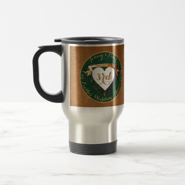 Taza De Viaje 3.ᵉʳ Aniversario del Boda de Cuero (Imagen) (Izquierda)