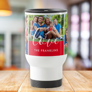 Taza De Viaje 3 Collage de Fotos Nombre de Familia Personalizado