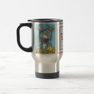 TAZA DE VIAJE 4.ª BARRA DE PESCADO PATRIÓTICO DE JULIO Y DE VIAJ
