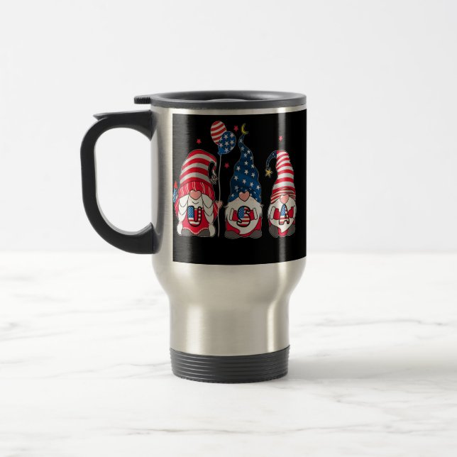 Taza De Viaje 4 De Julio Gnomes Patriótico Tee Summer USA (Izquierda)