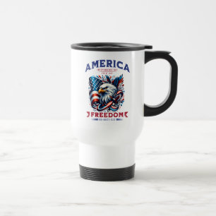 Taza De Viaje 4 de julio Sublimación del águila estadounidense-6