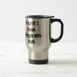 Taza De Viaje 4 o 3 personas luchan con matemáticas, Chiste