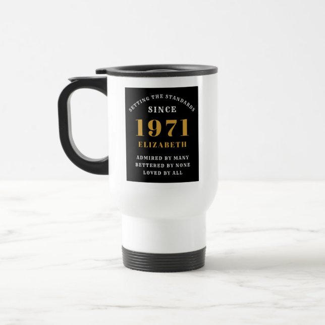 Taza De Viaje 50.º cumpleaños 1971 Oro Negro para su personalida (Izquierda)