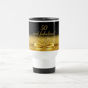 Taza De Viaje 50 fabuloso cumpleaños oro negro nombre elegante