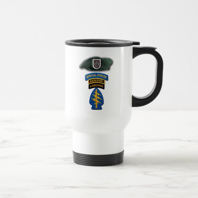 Taza De Viaje 5.ª Fuerza Especial Verdes Berets veteranos LRRP (Derecha)