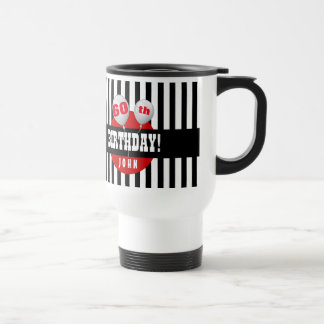 Taza De Viaje 60.o ROJO NEGRO A14A de las rayas y de los globos