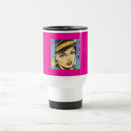 Taza De Viaje 90s Retro Pop Art Portrait with Vintage Nostalgia 