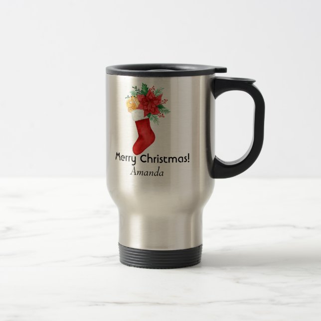 Taza De Viaje A los navidades les encanta Stocking con flores y  (Derecha)