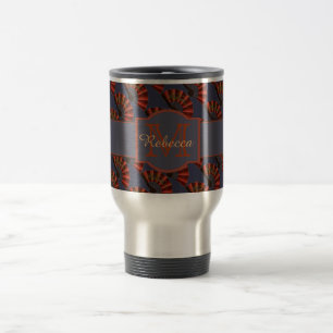 Taza De Viaje Abanicos Japoneses Antiguos Rojos Personalizados E
