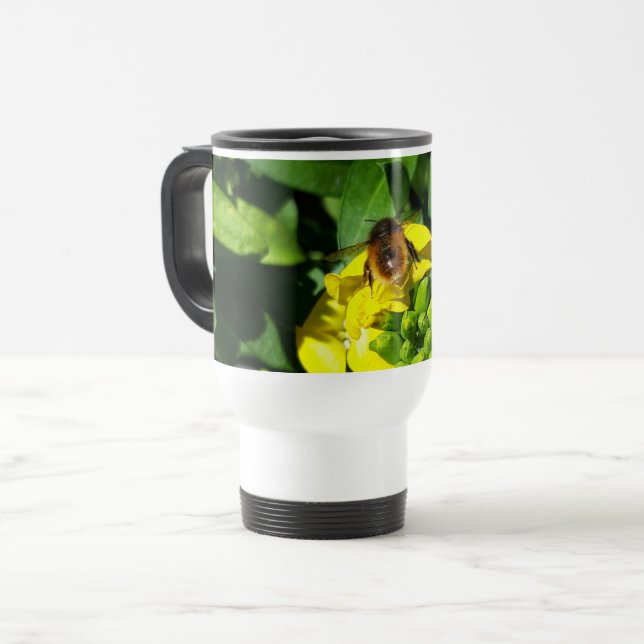 Taza De Viaje Abeja a las flores amarillas (Anverso izquierdo)