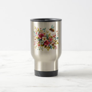 Taza De Viaje Abeja colorida de primavera/floral