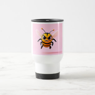 Taza De Viaje Abeja de dibujos animados sobre fondo rosa