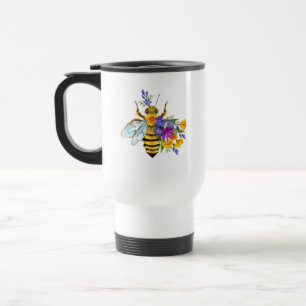 Taza De Viaje Abeja de flor con plantas silvestres