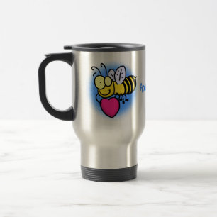 Taza De Viaje Abeja graciosa y linda con ilustracion personaliza