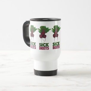 Taza De Viaje Abejas enfermas (Beats) Red Beet Vegetarian Funny 