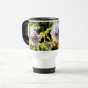 Taza De Viaje Abejas y abejas sobre flores azules