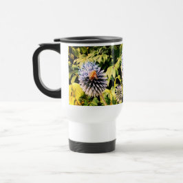 Taza De Viaje Abejas y abejas sobre flores azules