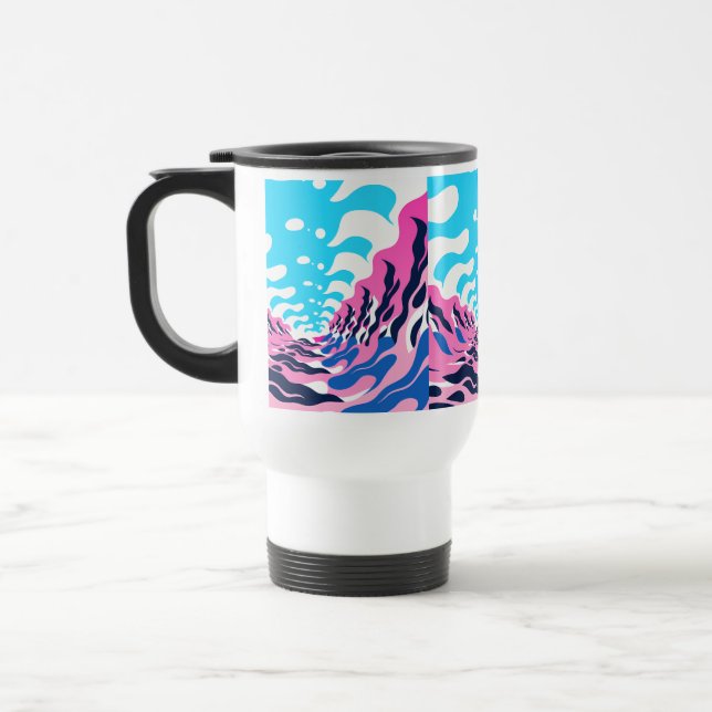 Taza De Viaje Abstract Dream Wave – Vibrant Surreal Flow (Izquierda)