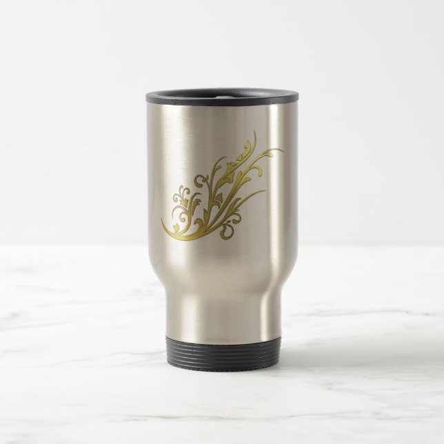Taza De Viaje Abstract Luxury Faux Gold Flower (Centro)
