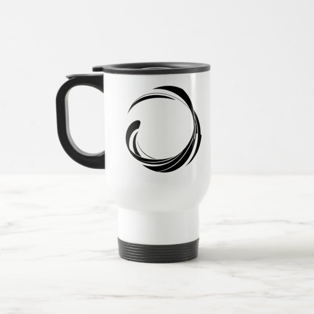 Taza De Viaje Abstract Swirl Circle Design – curved ring artwork (Izquierda)