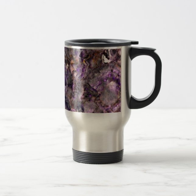 Taza De Viaje Abstracto amethyst color púrpura granito de mármol (Derecha)