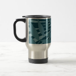 Taza De Viaje abstracto de hojas de palma y tropicales en gris a