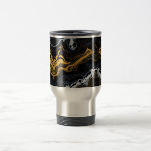 Taza De Viaje Abstracto de lujo Café Mugs - Negro, Oro y Blanco