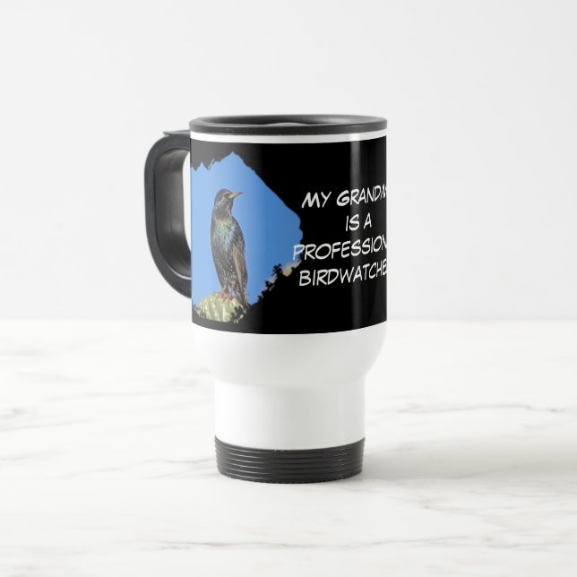 Taza De Viaje Abuela Black Starling Profesional Birdwatcher (Anverso izquierdo)