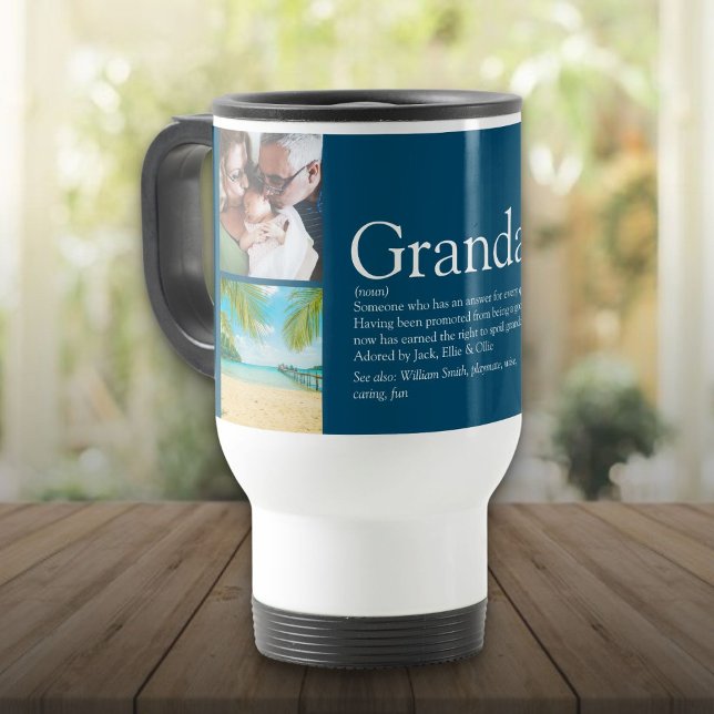 Taza De Viaje Abuelo Abuelo papá definición foto de diversión az (Grandpa Grandad Papa Definition Blue Fun Photo Travel Mug)