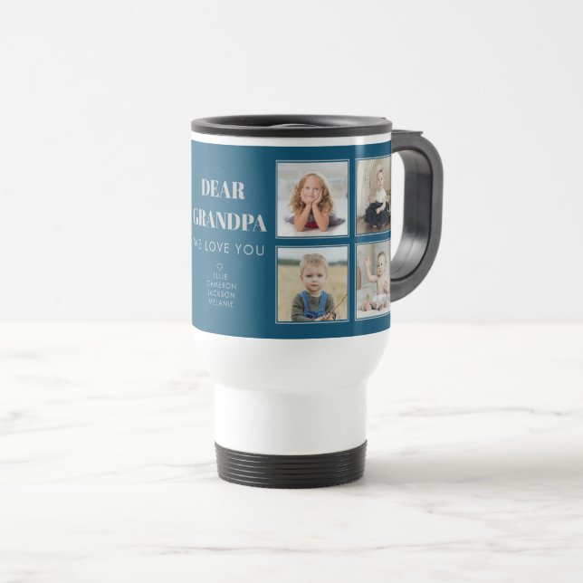 Taza De Viaje Abuelo personalizado moderno te queremos 8 fotos (Anverso derecho)