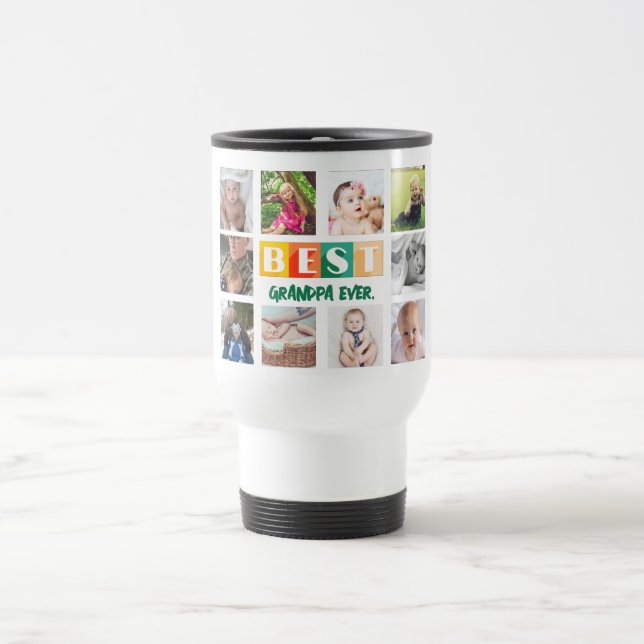 Taza De Viaje Abuelo Regalos Personalizados Abuelos Collage de f (Centro)