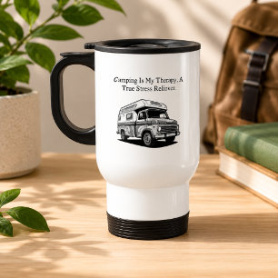 Taza De Viaje Acampar Mi Terapia Verdadero Aliviador de Estrés a