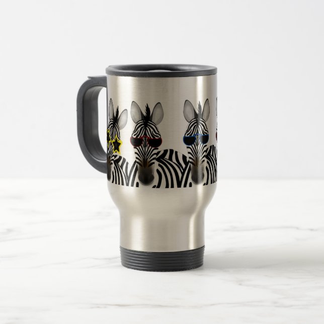 Taza De Viaje Acero inoxidable de cebra de 15 onzas de viaje/tax (Anverso izquierdo)