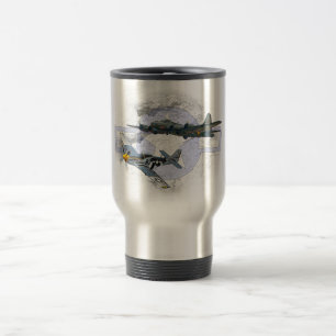 Taza De Viaje Acompañamiento del vuelo del mustango P-51