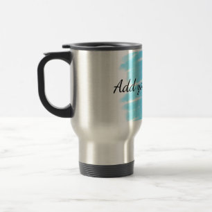 Taza De Viaje Acuarela azul agregar nombre texto mensaje aquí la