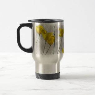 Taza De Viaje Acuarela Digital Amapolas de California Amarillas