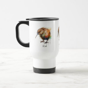 Taza De Viaje Acuarela Kiwi de Nueva Zelanda