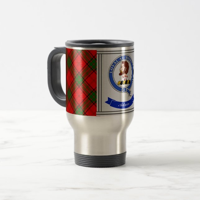 Taza De Viaje Adair Clan Badge & Tartan Personalizado (Anverso izquierdo)