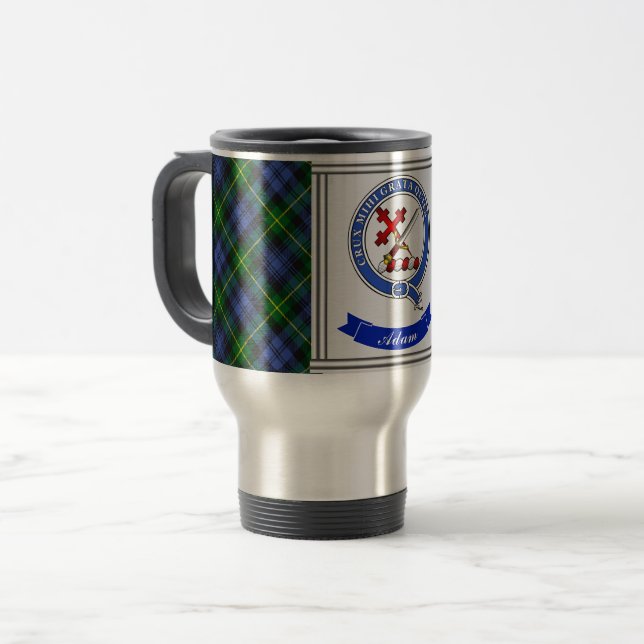 Taza De Viaje Adam Clan Badge & Tartan Personalizado (Anverso izquierdo)
