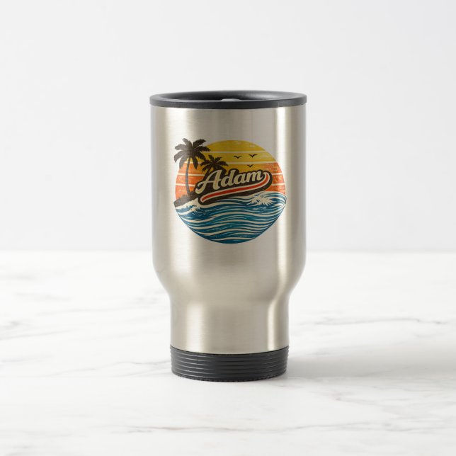 Taza De Viaje Adam Retro Sunset Name Design (Centro)