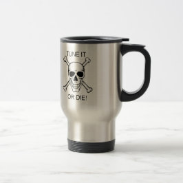 Taza De Viaje Adáptelo o muera negro en el cráneo blanco