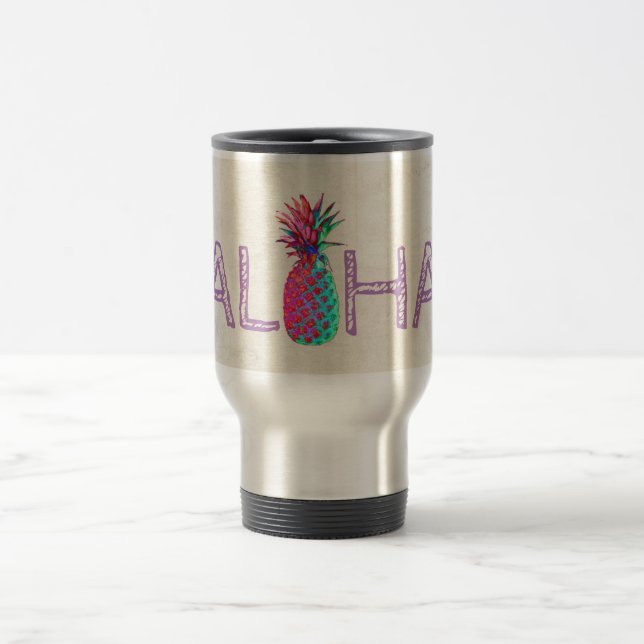 Taza De Viaje Adorable Aloha Hawaiian Pineapple (Centro)