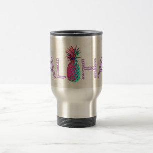 Taza De Viaje Adorable Aloha Piña Hawaiana